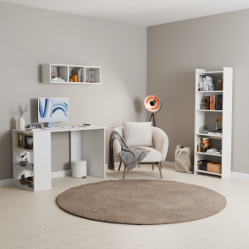 Çalışma Masası-Kitaplık 2'li Takım Beyaz Çalışma Masası-Kitaplık 2'li Takım Beyaz