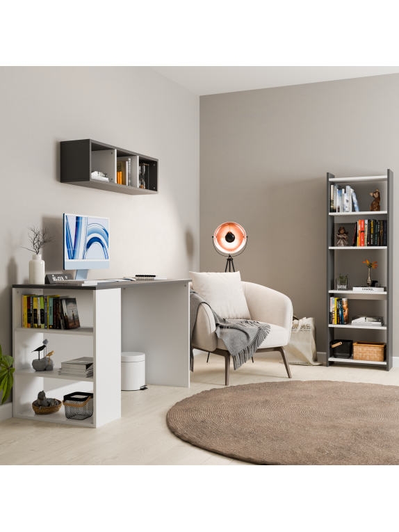 Çalışma Masası-Kitaplık 2'li Takım Siyah Beyaz Çalışma Masası-Kitaplık 2'li Takım Siyah Beyaz