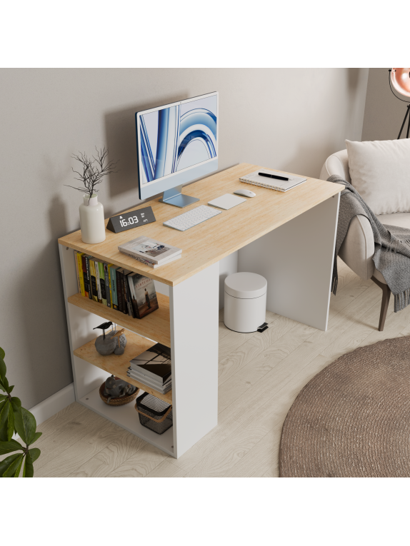 Çalışma Masası-Kitaplık 2'li Takım Travertan Beyaz Çalışma Masası-Kitaplık 2'li Takım Travertan Beyaz