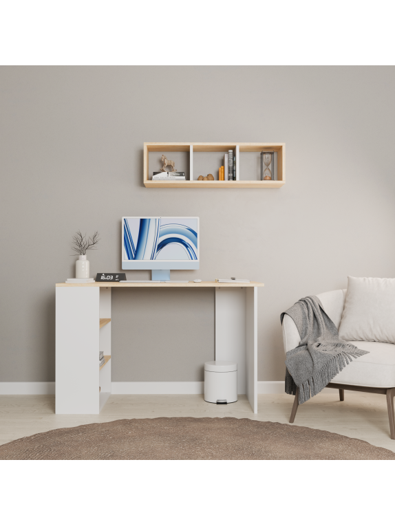 Çalışma Masası-Kitaplık 2'li Takım Travertan Beyaz Çalışma Masası-Kitaplık 2'li Takım Travertan Beyaz