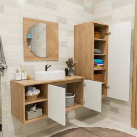 Sepet Rengi - Kumtaşı Banyo Dolabı