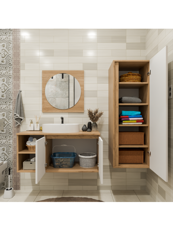 Sepet Rengi - Kumtaşı Banyo Dolabı Sepet Rengi - Kumtaşı Banyo Dolabı