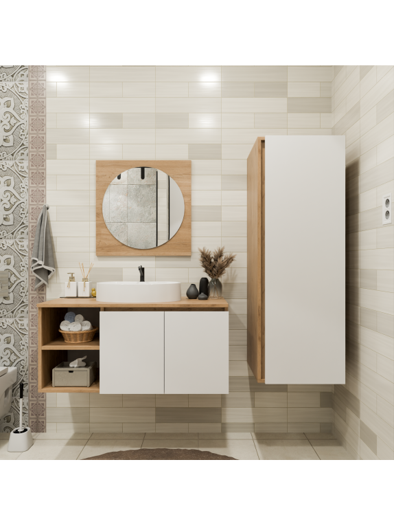 Sepet Rengi - Kumtaşı Banyo Dolabı Sepet Rengi - Kumtaşı Banyo Dolabı