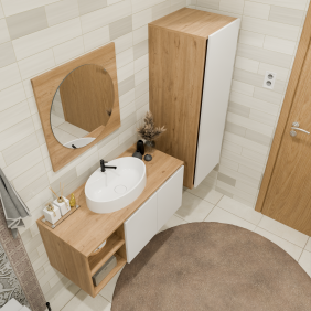 Sepet Rengi - Kumtaşı Banyo Dolabı