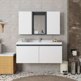 Antrasit - Beyaz Banyo Dolabı Antrasit - Beyaz Banyo Dolabı