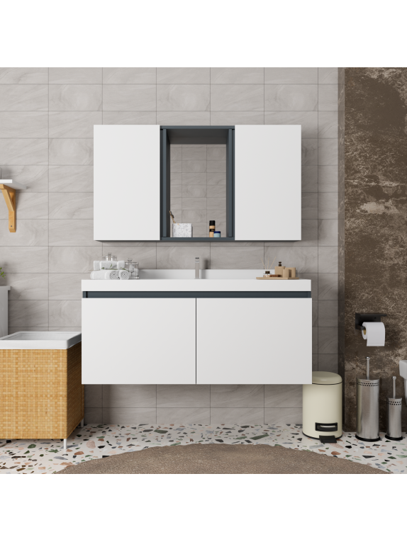 Antrasit - Beyaz Banyo Dolabı