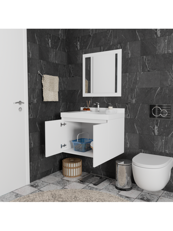 Mat Beyaz Banyo Dolabı Mat Beyaz Banyo Dolabı