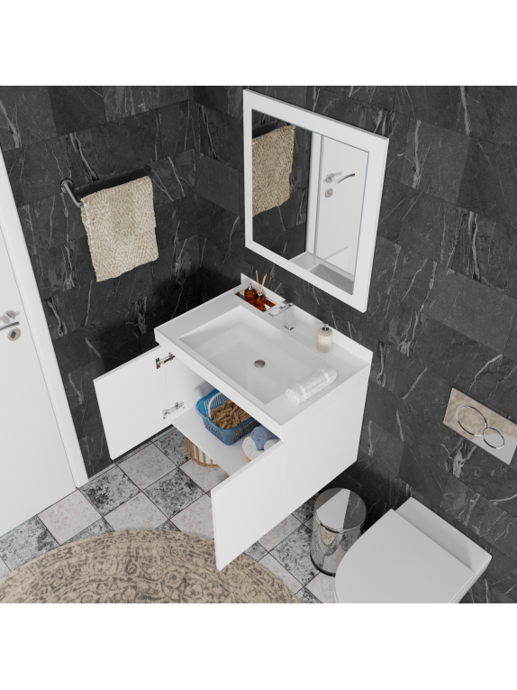Mat Beyaz Banyo Dolabı Mat Beyaz Banyo Dolabı