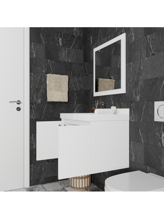 Mat Beyaz Banyo Dolabı Mat Beyaz Banyo Dolabı