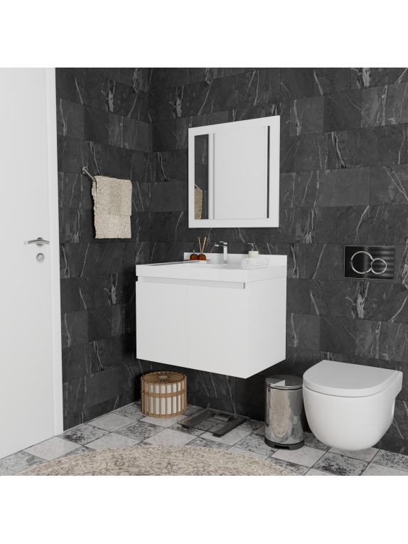 Mat Beyaz Banyo Dolabı Mat Beyaz Banyo Dolabı