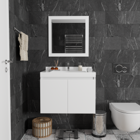Mat Beyaz Banyo Dolabı Mat Beyaz Banyo Dolabı