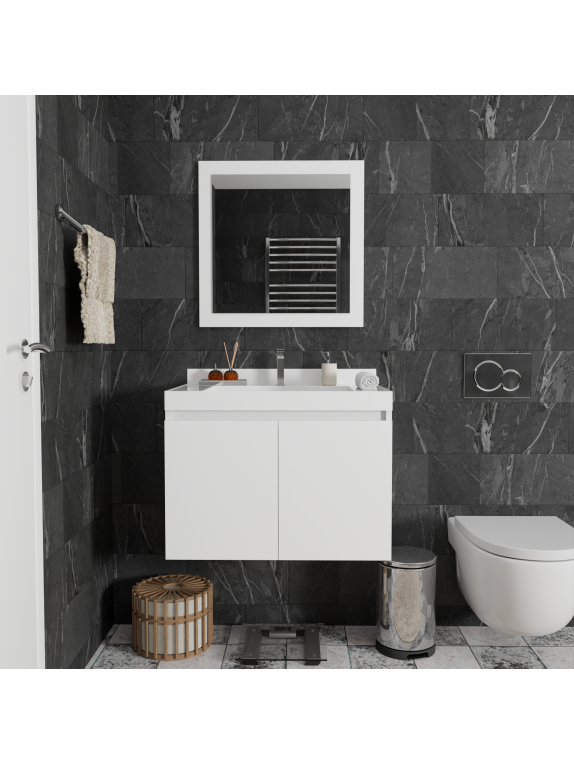Mat Beyaz Banyo Dolabı Mat Beyaz Banyo Dolabı