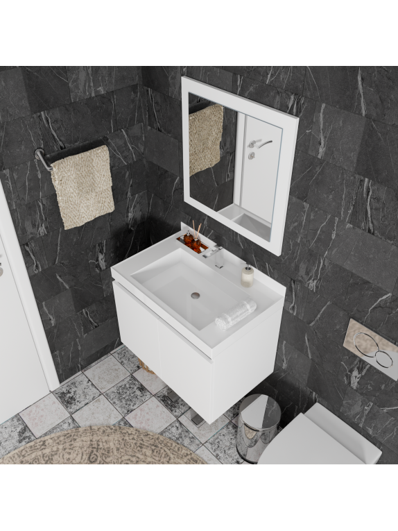Mat Beyaz Banyo Dolabı Mat Beyaz Banyo Dolabı