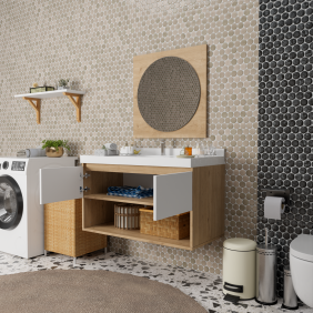 Sepet Rengi - Mat Beyaz Banyo Dolabı