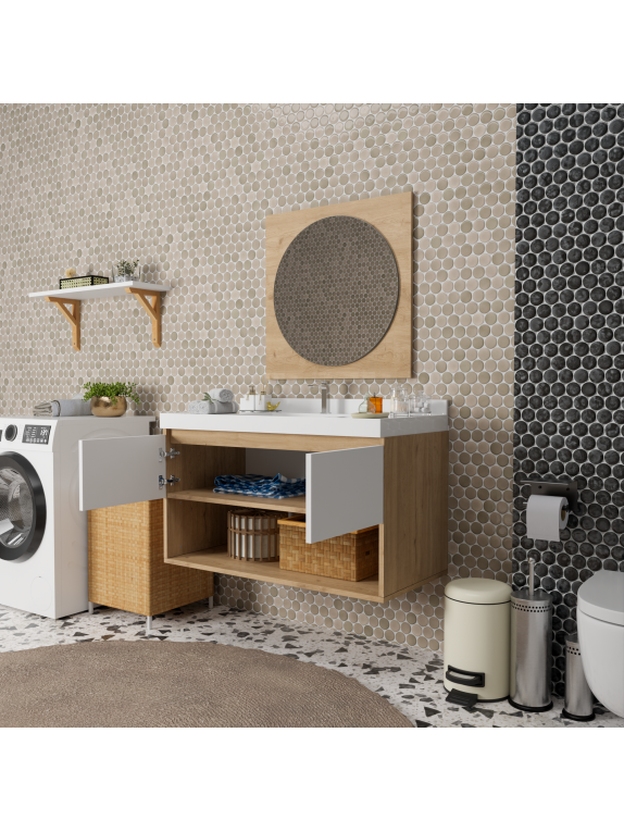 Sepet Rengi - Mat Beyaz Banyo Dolabı Sepet Rengi - Mat Beyaz Banyo Dolabı