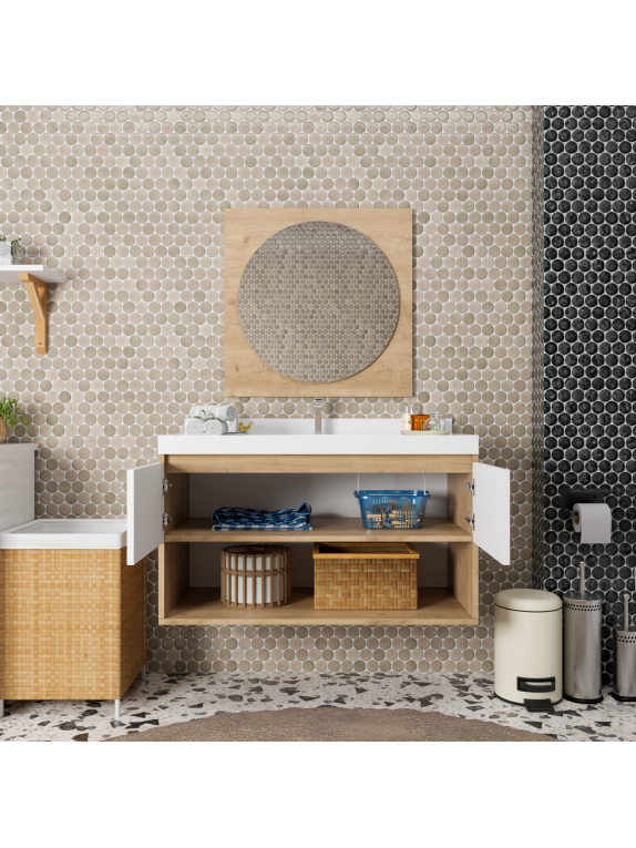 Sepet Rengi - Mat Beyaz Banyo Dolabı Sepet Rengi - Mat Beyaz Banyo Dolabı