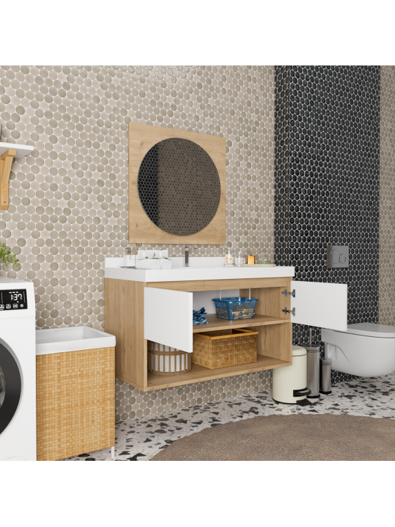 Sepet Rengi - Mat Beyaz Banyo Dolabı Sepet Rengi - Mat Beyaz Banyo Dolabı