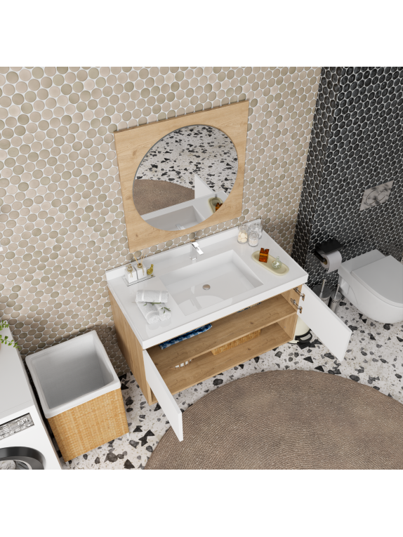 Sepet Rengi - Mat Beyaz Banyo Dolabı Sepet Rengi - Mat Beyaz Banyo Dolabı