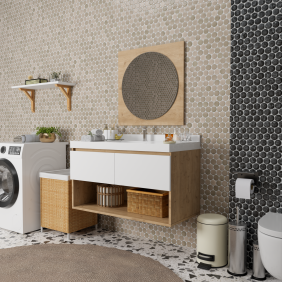 Sepet Rengi - Mat Beyaz Banyo Dolabı Sepet Rengi - Mat Beyaz Banyo Dolabı