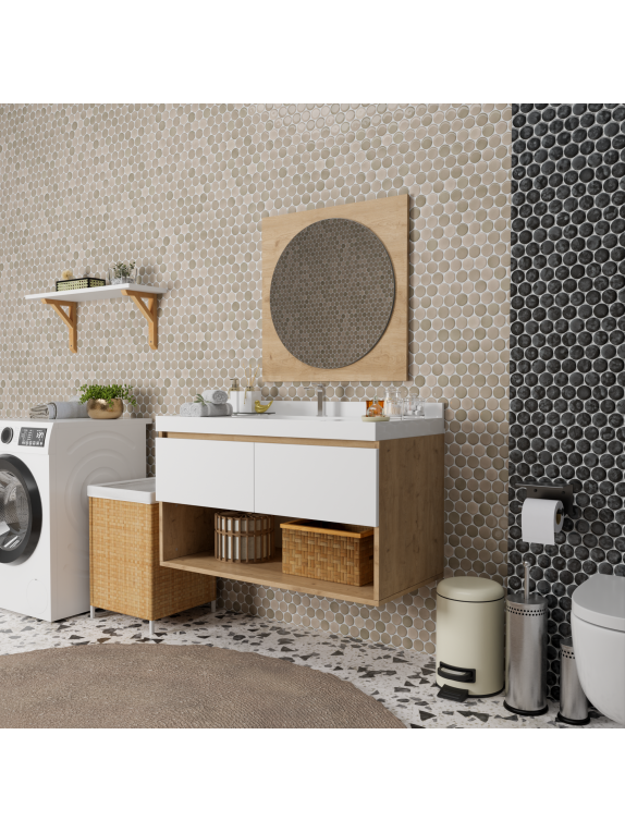 Sepet Rengi - Mat Beyaz Banyo Dolabı Sepet Rengi - Mat Beyaz Banyo Dolabı