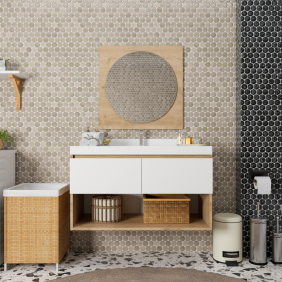Sepet Rengi - Mat Beyaz Banyo Dolabı Sepet Rengi - Mat Beyaz Banyo Dolabı