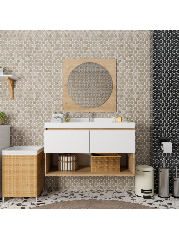 Sepet Rengi - Mat Beyaz Banyo Dolabı Sepet Rengi - Mat Beyaz Banyo Dolabı