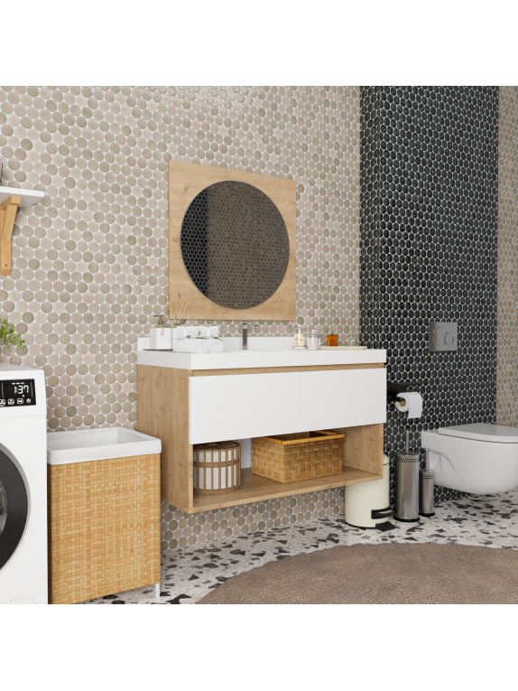 Sepet Rengi - Mat Beyaz Banyo Dolabı Sepet Rengi - Mat Beyaz Banyo Dolabı