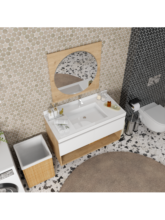 Sepet Rengi - Mat Beyaz Banyo Dolabı Sepet Rengi - Mat Beyaz Banyo Dolabı