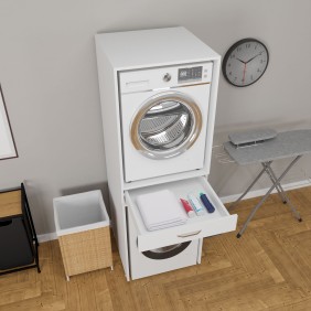 Mat Beyaz Makine Dolabı Çekmeceli