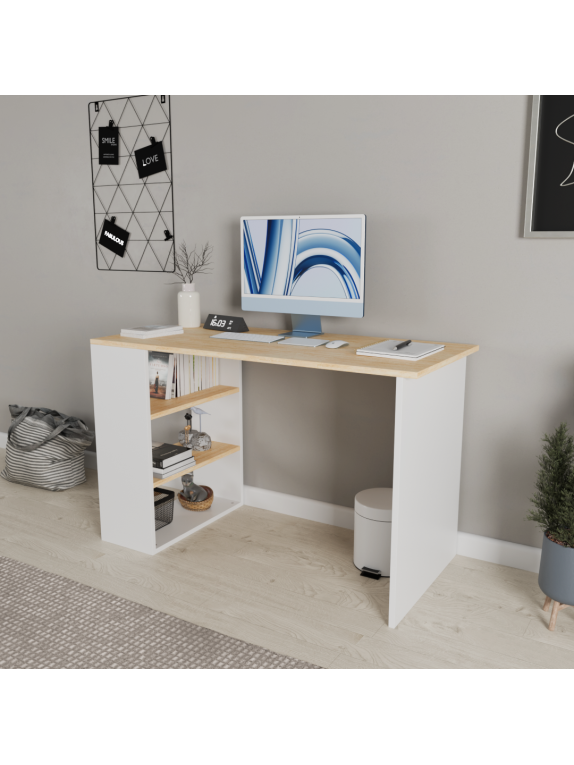 Beyaz Traverten Desen Çalışma Masası Beyaz Traverten Desen Çalışma Masası