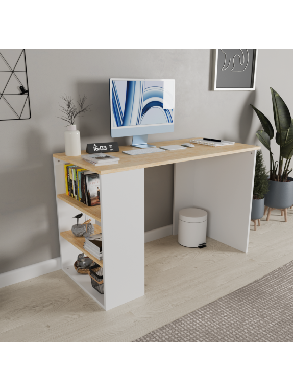 Beyaz Traverten Desen Çalışma Masası Beyaz Traverten Desen Çalışma Masası