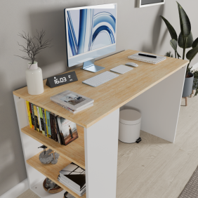 Beyaz Traverten Desen Çalışma Masası Beyaz Traverten Desen Çalışma Masası