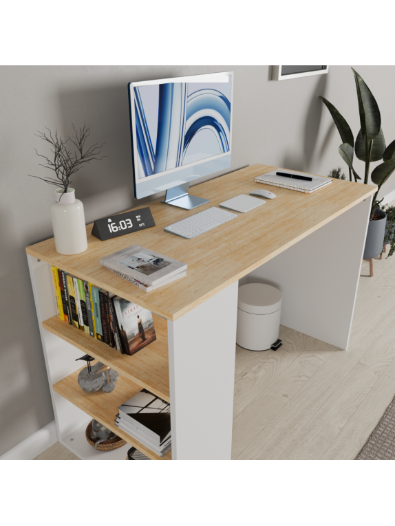 Beyaz Traverten Desen Çalışma Masası Beyaz Traverten Desen Çalışma Masası