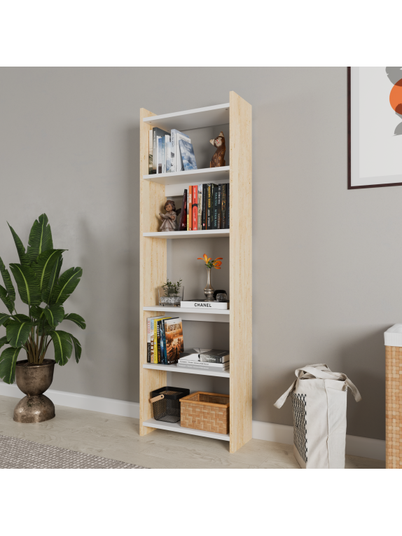 Traverten Beyaz Kitaplık 2