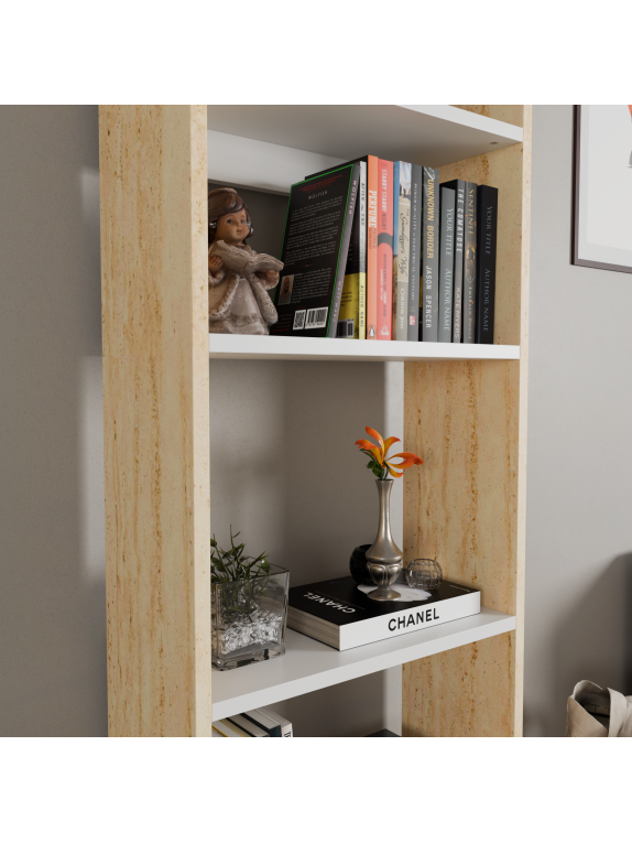 Traverten Beyaz Kitaplık 2 Traverten Beyaz Kitaplık 2